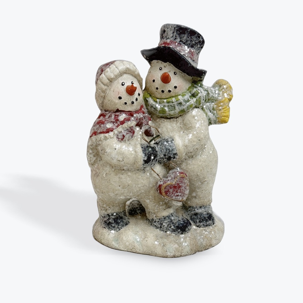 VINTAGE :: snow couple figurine